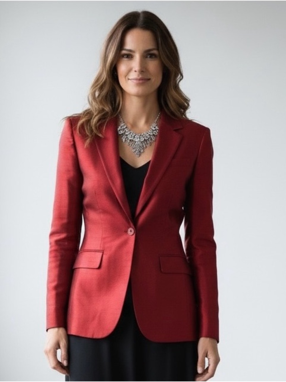 Vintage Oscar by Oscar de la Renta Tailored Red Shantung Silk Blazer | SIZE 6 - Picture 11 of 11